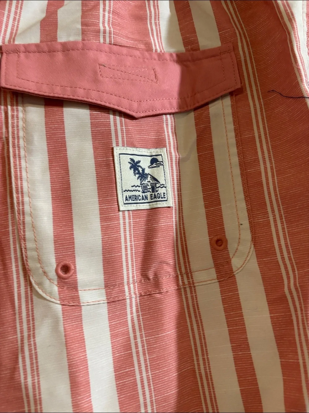 American Eagle Outfitters Pink and White Striped Drawstring Shorts NWT size S